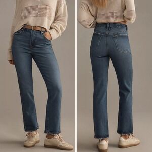 NWT Good American Straight Leg Jeans 2/26 Deep V Indigo Stretch High Rise $159‎